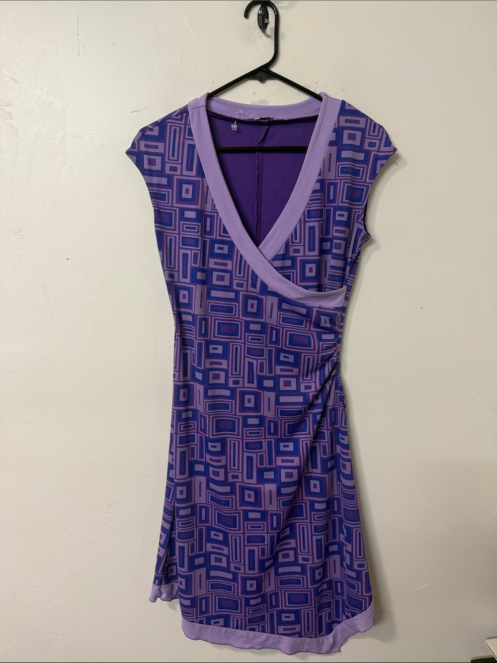 La Belle Purple Geometric Wrap-Style Dress Y2K